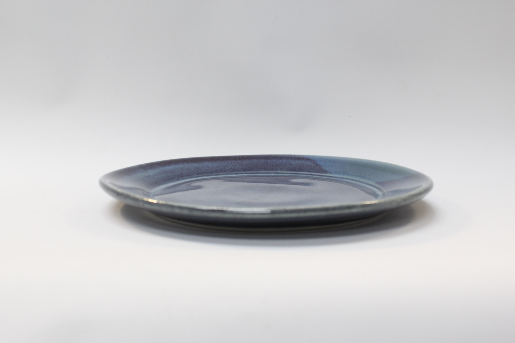 blue plate sitting flat